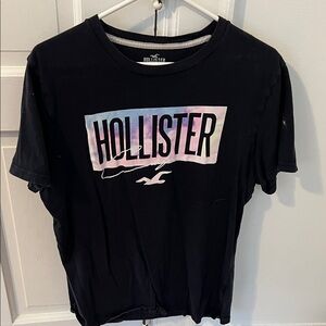 Hollister Black Tee with Pastel Logo